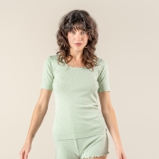Women's Roos Pointelle Pyjama Top in Organic Cotton