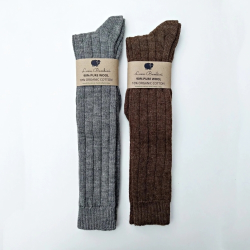 Adult's Knee Socks in Un-dyed Wool and Organic Cotton