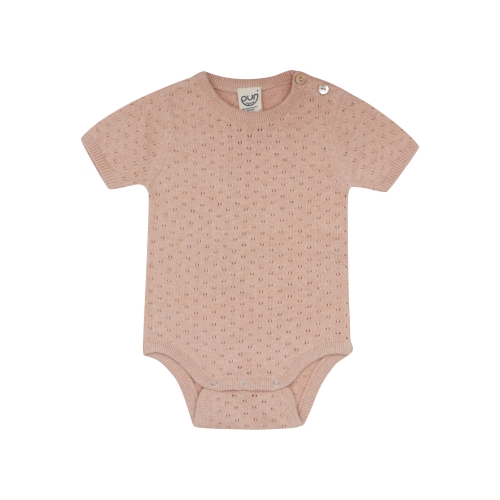 Short-Sleeved Pointelle Baby Body in Organic Cotton & Silk