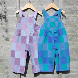 Patchwork Dungarees - Lilac (fully lined)
