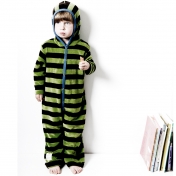 Stripy Velour All-in-One with Hood