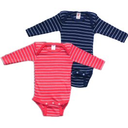 Fine Merino Baby-body, Stripy Fine Merino Baby-body, Stripy