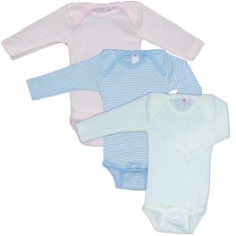 Silk & Wool Blend Baby-body, Long-sleeved