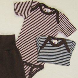 Choco Stripe Baby-Body in Silk and Wool