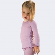 Lilac Long-Sleeved Ribbed Vest in Wool and Silk Lilac Long-Sleeved Ribbed Vest in Wool and Silk