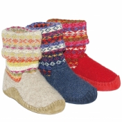 Long-Cuff Wool and Suede Navajo Slippers By Haflinger Long-Cuff Wool and Suede Navajo Slippers By Haflinger