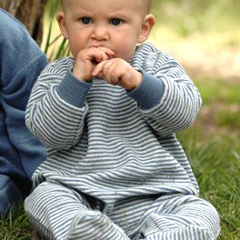 Striped All-in-one in Merino Wool With Feet Striped All-in-one in Merino Wool With Feet
