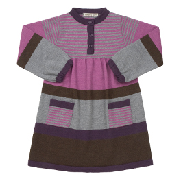 Striped Merino Dress with Pockets and Buttons