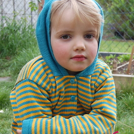 Stripy Sweater with Hood in Organic Cotton