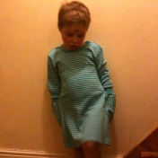 Long-Sleeved Turquoise Dress in Organic Cotton