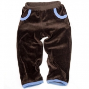 Brown and Blue Trim Velour Trousers