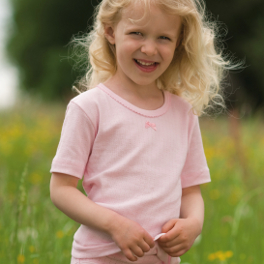 Girl's Organic Ajour� Cotton Vest, Short-sleeved