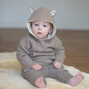 Reversible Wolf and Bear Hooded Jumper in Alpaca