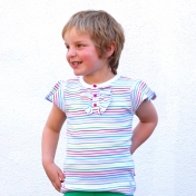 Girl's Stripy Ruffle Top in Soft Organic Cotton Girl's Stripy Ruffle Top in Soft Organic Cotton