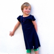 Navy Ruffle Dress in Soft Ethical Cotton