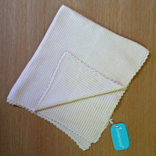 Hand-Knitted Fair-Trade Baby Blanket in Organic Cotton Hand-Knitted Fair-Trade Baby Blanket in Organic Cotton