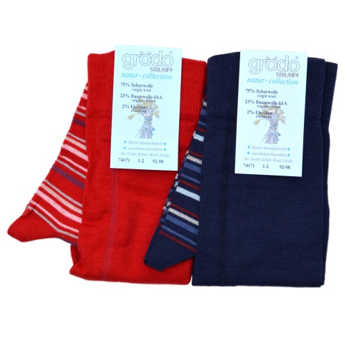 Children's Machine-Washable Stripy Tights in Wool & Cotton