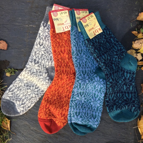 Starry Fair-Isle Socks in Thick Organic Wool Starry Fair-Isle Socks in Thick Organic Wool