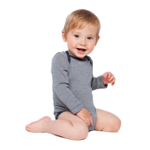 Extra-Soft Long-Sleeved Baby Body in Organic Wool and Silk