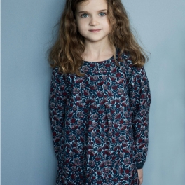 Peony Print Dress in Brushed Organic Cotton Peony Print Dress in Brushed Organic Cotton
