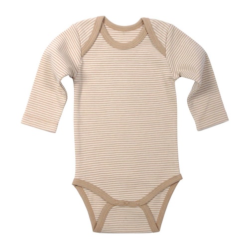 Stripy Long Sleeved Baby Body in Undyed Organic Cotton Stripy Long Sleeved Baby Body in Undyed Organic Cotton