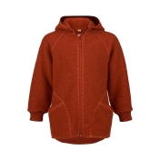 Hooded Jacket with Zip in Organic Boiled Merino Wool