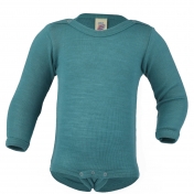 Long-Sleeved Baby-Body in Wool/Silk Blend with Shoulder Poppers