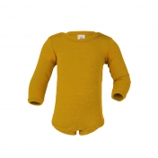Long-Sleeved Baby-Body in Wool/Silk Blend with Shoulder Poppers