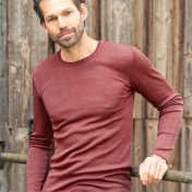 Men's Long-Sleeved Vest Top In Organic Merino Wool/Silk Blend