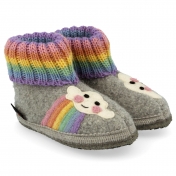 Children's Boiled Wool Cloud and Rainbow Slippers