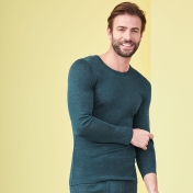 Men's Long-Sleeved Vest in Organic Wool & Silk