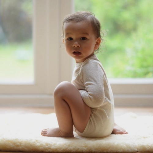 Bourette Silk Long-Sleeved Baby-Body
