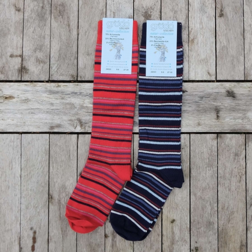 Children's Stripy Machine-Washable Wool Rich Knee Socks