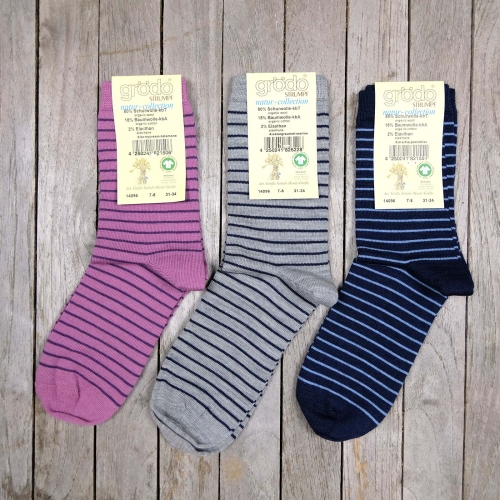 Children's Stripy Socks in Organic Wool & Cotton