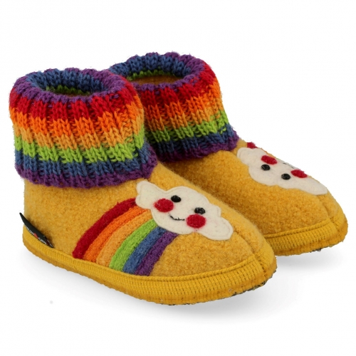 Children's Boiled Wool Cloud and Rainbow Slippers