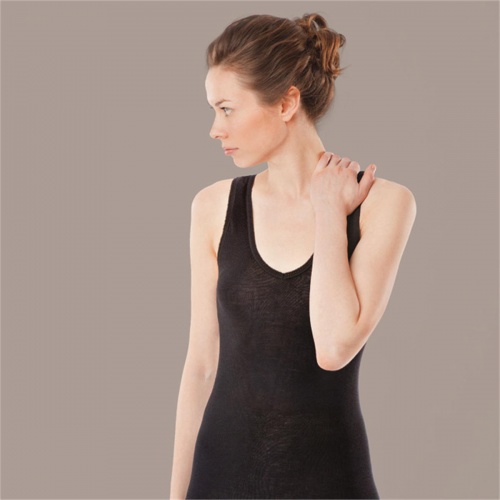 Extra-Soft Women's V-Neck Sleeveless Vest in Wool and Silk
