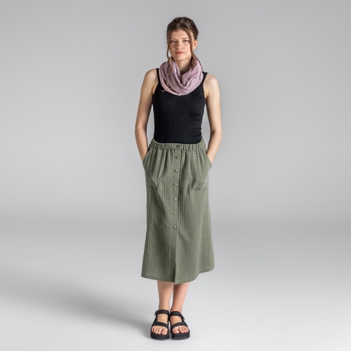 Women's trueStory Seersucker Beven Skirt in Organic Cotton