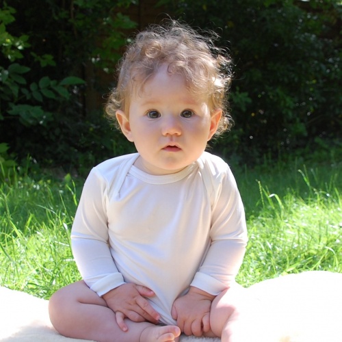 Long-Sleeved Baby Vest Top in Organic Filament Silk