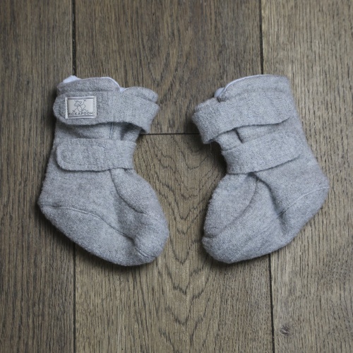 Long Boiled Wool Booties with Double Velcro, Fully Lined