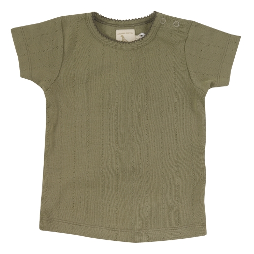 Short Sleeved Organic Cotton Pointelle Tee Shirt