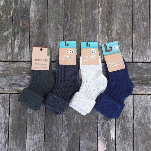 Ribbed Patterned Baby Socks in Organic Wool & Cotton