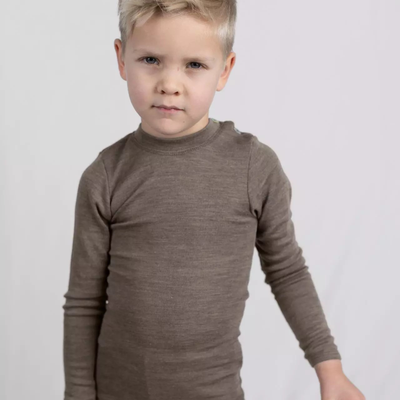 Long-Sleeved Baby Vest Top with Buttons in Organic Wool & Silk