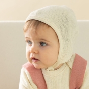Knitted Organic Merino Wool Melange Baby Bonnet
