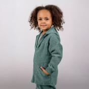 Hooded Jacket with Zip in Organic Boiled Merino Wool