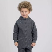 Hooded Jacket with Zip in Organic Boiled Merino Wool