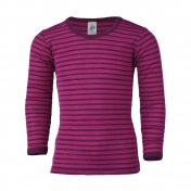 Wool & Silk Long-Sleeved Stripy Vest Top