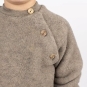 Organic Merino Wool Fleece Raglan Jumper with Wooden Buttons