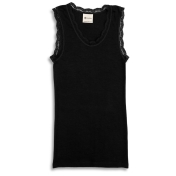Women\'s Lace-Trimmed Sleeveless Vest in Wool and Silk