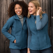 Fitted Merino Wool Zip Fleece Jacket for Women