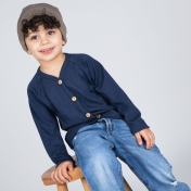 Children's Interlock Cardgian in Wool and Silk